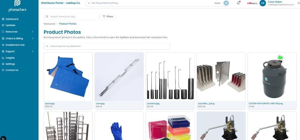Product photos gallery synced from the marketing asset library